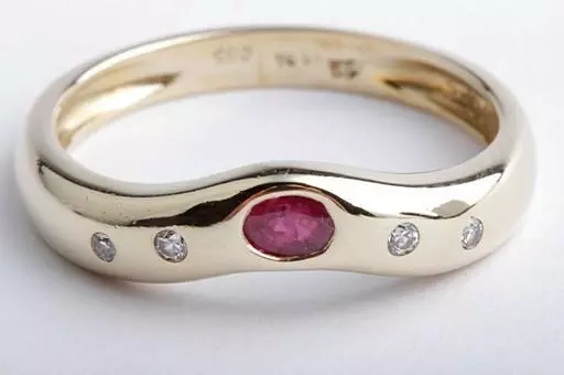 Rubin Brillant Diamant Ring 585 14K Gelb Gold Gr. 53 #