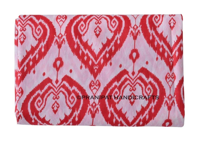 Indien Ikat Coton Imprimé de Luxe Rouge Doux Hippie Robe Faisant Boho Tissu Yard