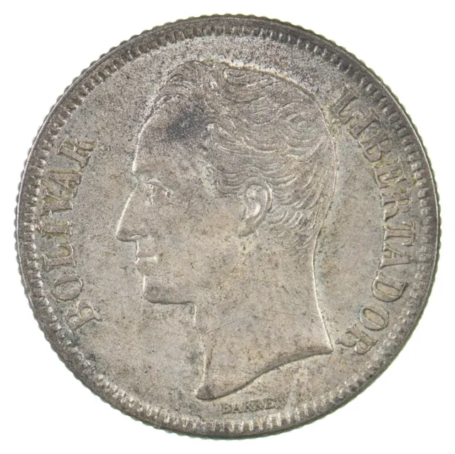 Roughly the Size of a Quarter 1945 Venezuela 1 Bolivar World Silver Coin *686