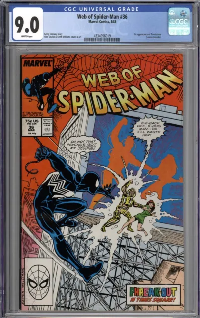 Web of Spider-Man #36 CGC 9.0 VF/NM 1st Appearance of Tombstone WHITE PAGES