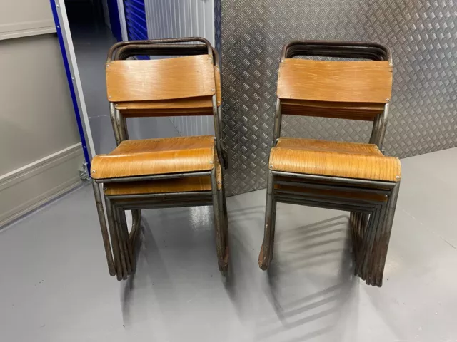 Retro Vintage Tubular Stacking School Style Chairs