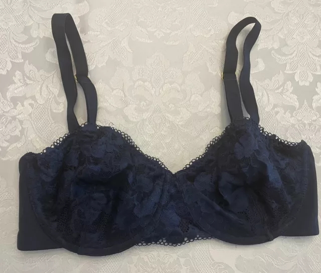 SOMA EMBRACEABLE BALCONETTE Navy Blue Floral Lace Sexy Bra 34DD £19.39 -  PicClick UK