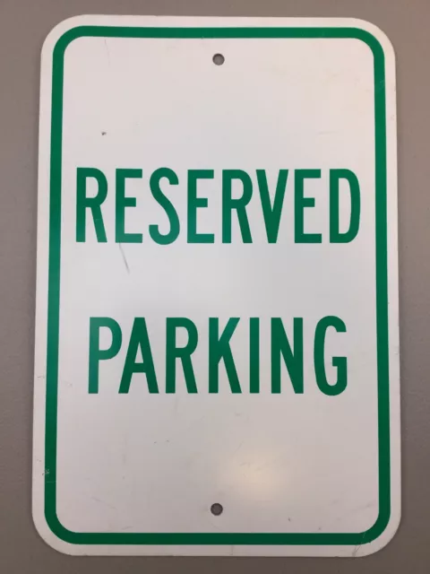 White Green Letters RESERVED PARKING Metal Sign 18" X 12"
