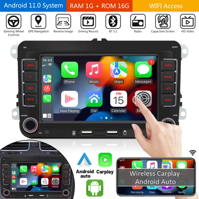 FOR VW GOLF Passat Polo Caddy Touran Android 12 Car Stereo Radio GPS CarPlay  RDS £81.59 - PicClick UK