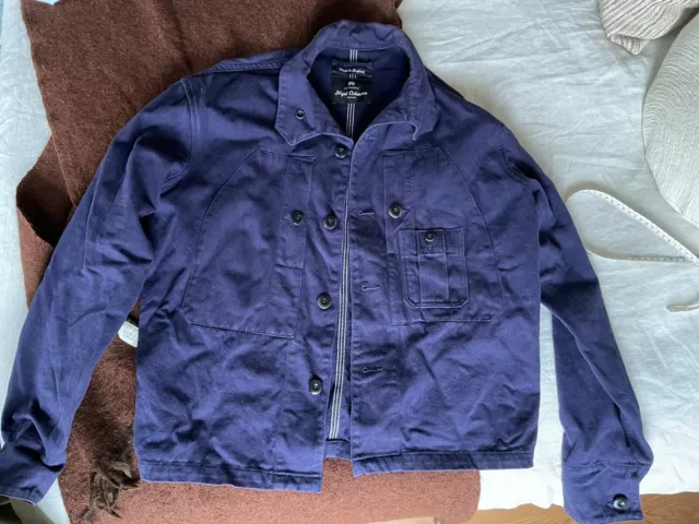 Nigel Cabourn Cotton Twill Work Shirt Jacket, Navy Blue, Size 3 (Large)