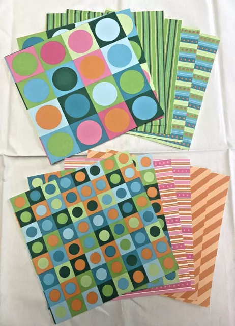 Lote de hojas de papel de álbum de recortes de puntos y guiones con estampillas de 6"" x 6"" DSP-12 - colores brillantes