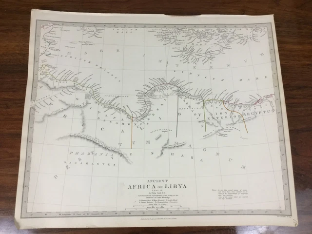 1840 Antique Map of Ancient Africa Libya Chapman Hall Victorian Old Chart