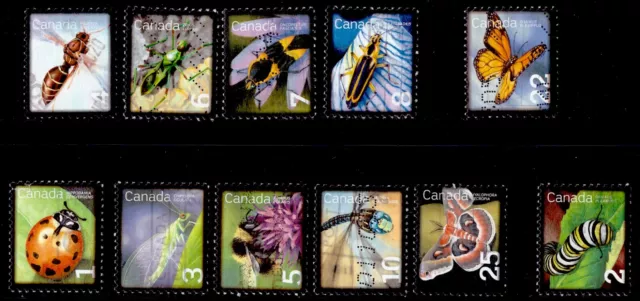 Canada #2234-2238, 2328, 2406-2409, 2708 Insects (2007-2014), USED