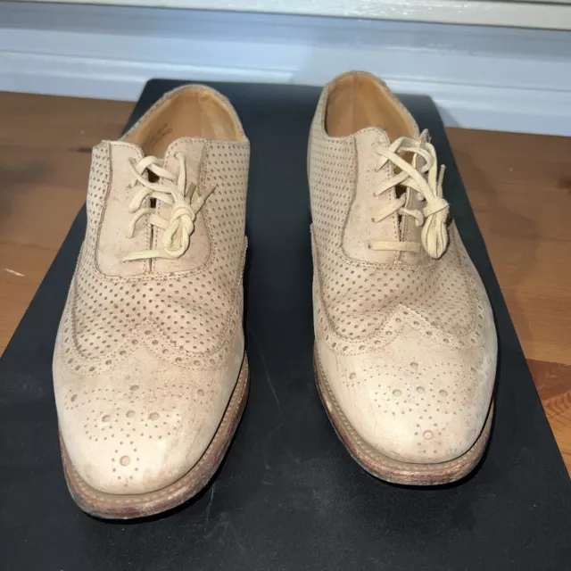 Mens Brooks Brothers Peal &  Co Ivory Wingtips Lace Up Size 8D