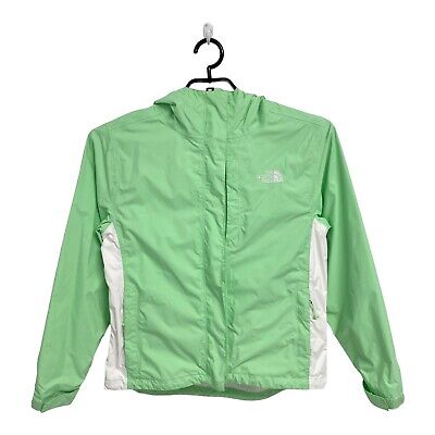 The North Face Hyvent Donna Manica Lunga Verde Cappuccio Zip Up Rain Giacca Size