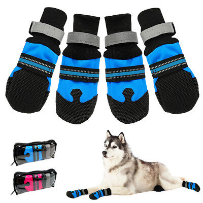 Set 4 Scarpe Per Cani Impermeabile Stivali Calze di protezione Antiscivolo S-XL