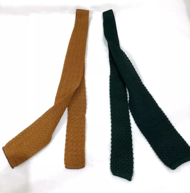 ❤️ 2 X Stunning Vintage Knitted Vogue Ties - Made In The U.s.a. ❤️
