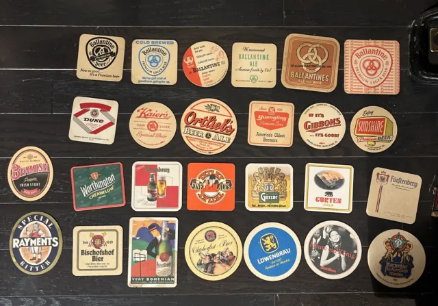 Beer Coasters Pub Bar Drink Cardboard Paper Coasters Lot of 26 Vintage (6 PA)#1