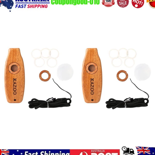 2Pcs Kazoo Flute Lightweight Kazoo Wooden Flute for Kid Beginner Gift (Oval)