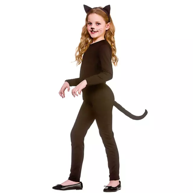 Girls Black Cat Costume Ears Tail Kitty Panther Kids Animal Fancy Dress Outfit