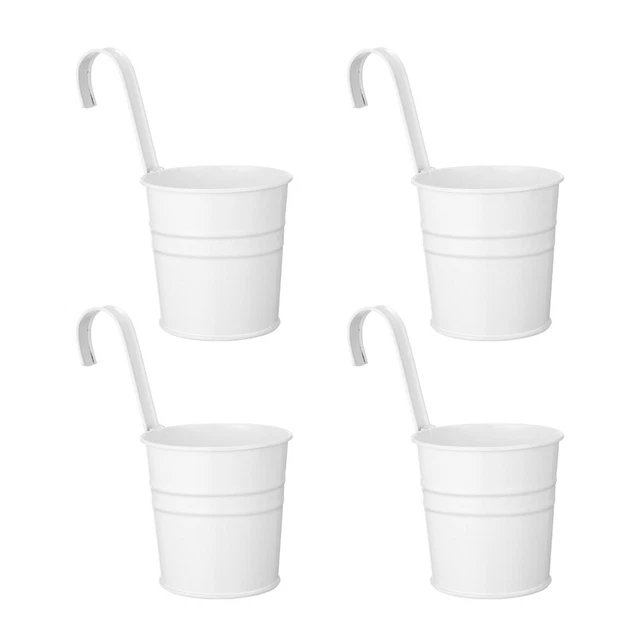 4pcs Hängen Eimer Topf Metall Anlage Eimer Railling Pflanzer