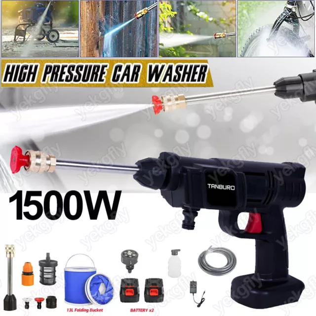 Cordless Car Pressure Washer Water High Power Jet Wash Cleaner Portable 2Battery