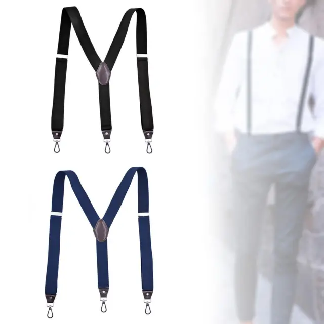 Fashion Men's Suspenders with Hooks Adjustable Solid Color Y Back Strap Unisex