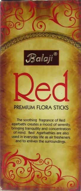 Incense Sticks Balaji Red Flora Agarbathi Joss Sticks 15g X 12 Pkts 3