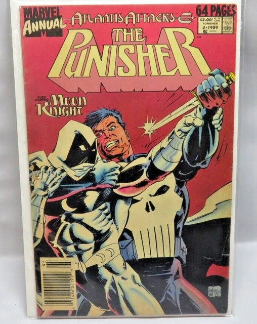 The PUNISHER ANNUAL # 2 MARVEL COMICS 1989 MOON KNIGHT APPEARS ATLANTIS ATTACKS
