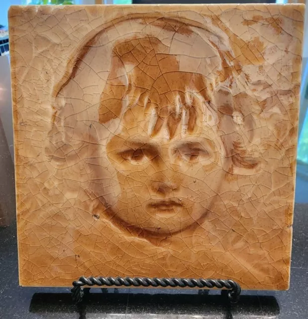 Antique Carter & Co., Poole & Hamworthy Decorative 6" x 6" Child Portrait Tile