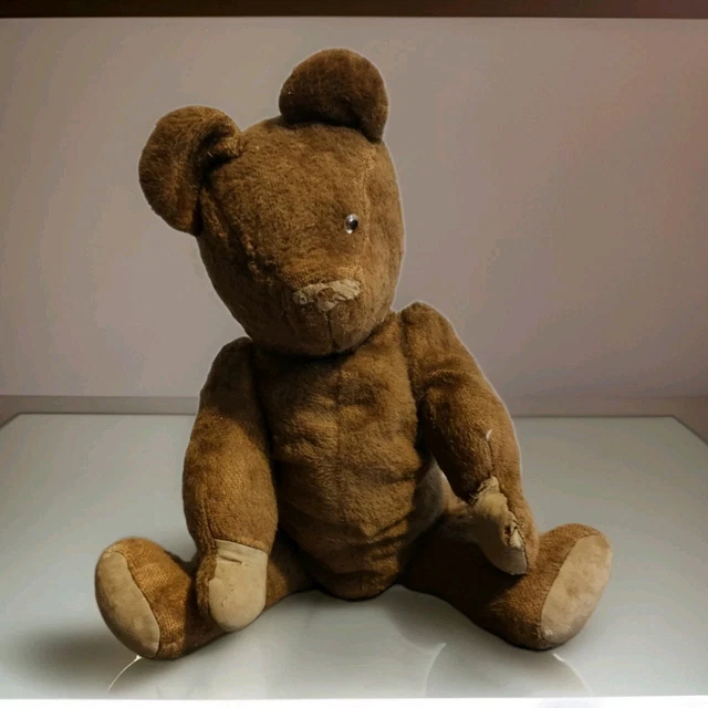 OURS ANCIEN PELUCHE 54 CM REMBOURRAGE PAILLE VINTAGE 1950 OLD TEDDY Bear M389 Imgx300 1271