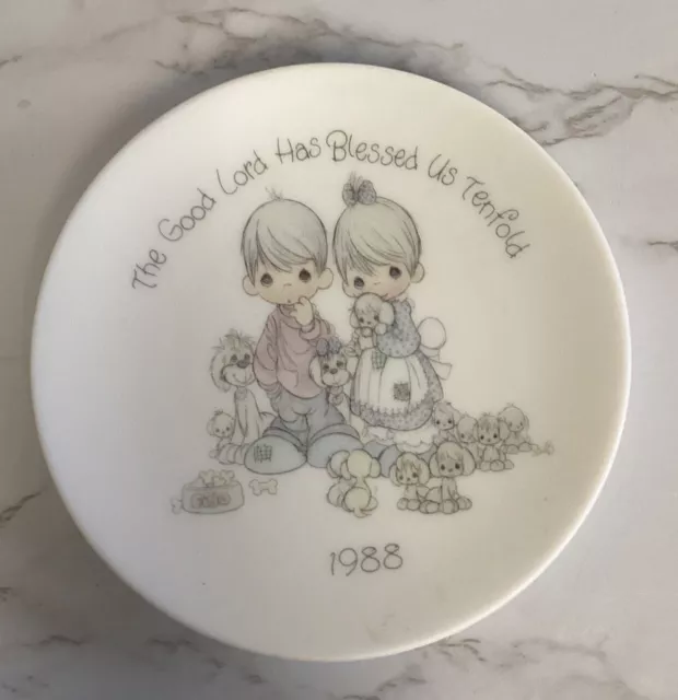 Enesco 1988 Precious Moments Porcelain Plate Good Lord has blessed us tenfold