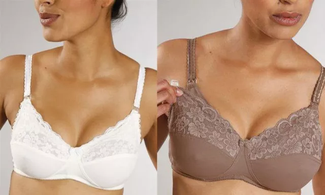 NUOVO 2 PEZZI REGGISENO SENZA STIRO SILENZIOSO IN PIZZO 75 E PETITE FLEUR crema+marrone *707810