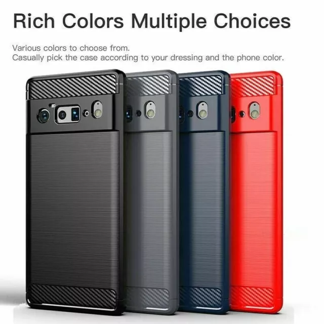 For Google Pixel 7A 6 / 7 Pro Rugged Slim Carbon Fiber TPU Shockproof Case Cover