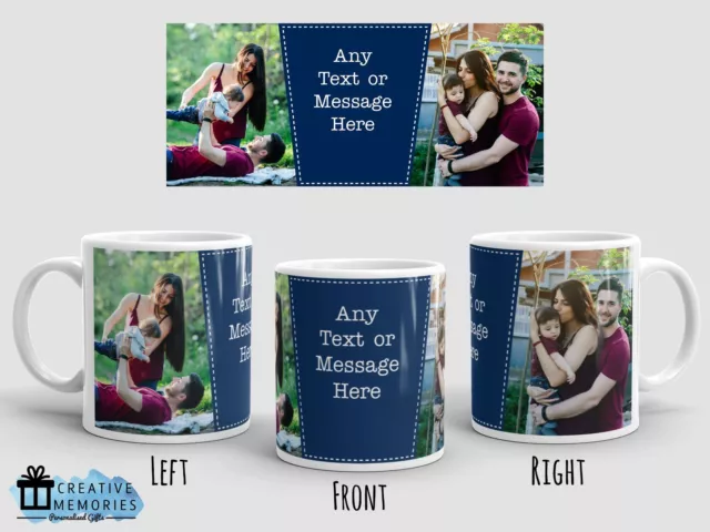 Personalised Photo Mug - Mother's Day Mug - Coffee Mug Cup - Dark Blue Colour