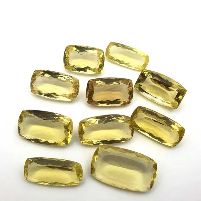 Naturel Citron Quartz Mix Taille Coupe Coussin Gemme Lot 10Pcs 13 19-15