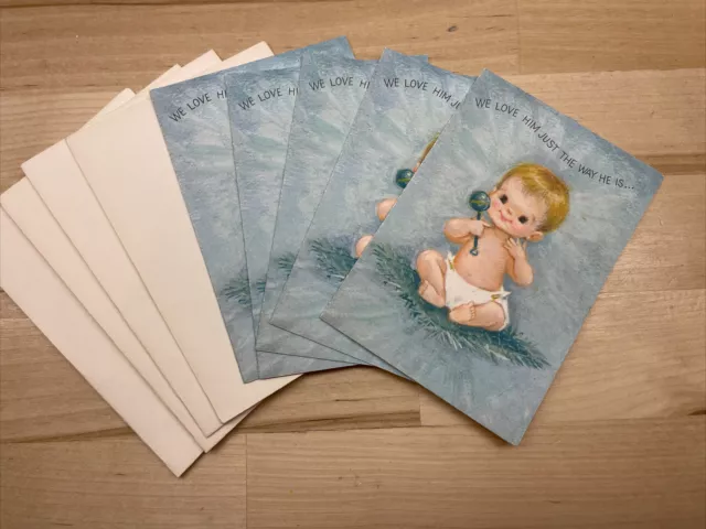 Lot Of 4 Vintage Greeting Card Baby Boy Birth Announcement Hallmark UNUSED
