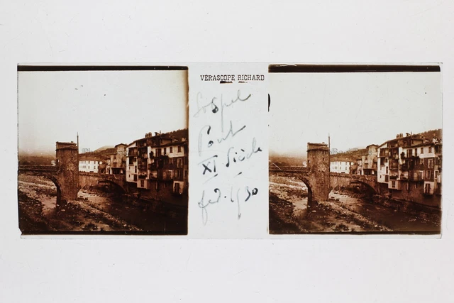 Sospel Pont Alpes-Maritimes France Photo Plaque de verre Stereo Vintage 1930