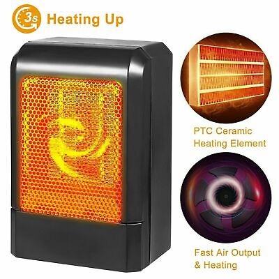 500W Portable Electric Space Heater Fan Forced Adjustable Thermostat 3 Settings