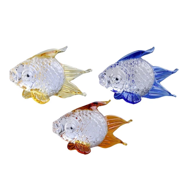 Figurine de poisson rouge en verre  à la main décoration de table artisanat