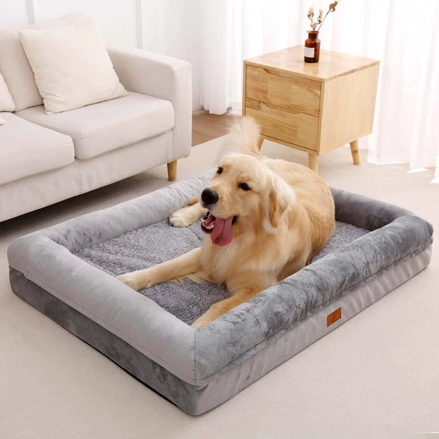 Super Soft Gray Warm Medium Dog Bed Orthopedic Memory Foam Pet Dog Bolster Sofa 3