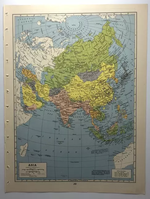 1947 Vintage ASIA Antique Atlas Map - Hammond's Superior Atlas & Gazetteer