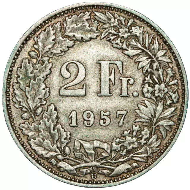 1957 Switzerland 2 Francs Coin