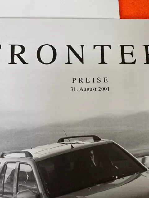 OPEL FRONTERA  incl Farben + PREISE   Prospekt Brochure 8 2001 2