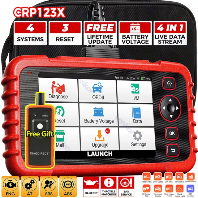 LAUNCH CRP123X Car OBD2 Scanner Check Engine ABS SRS Diagnostic Tool Code Reader