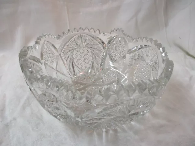 Antique 1914 Imperial Nucut EAPG glass large Bowl Sawtooth rim