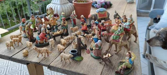 Großes Konvolut Alte Pappmache Krippenfiguren Um 1950 Figuren Neu