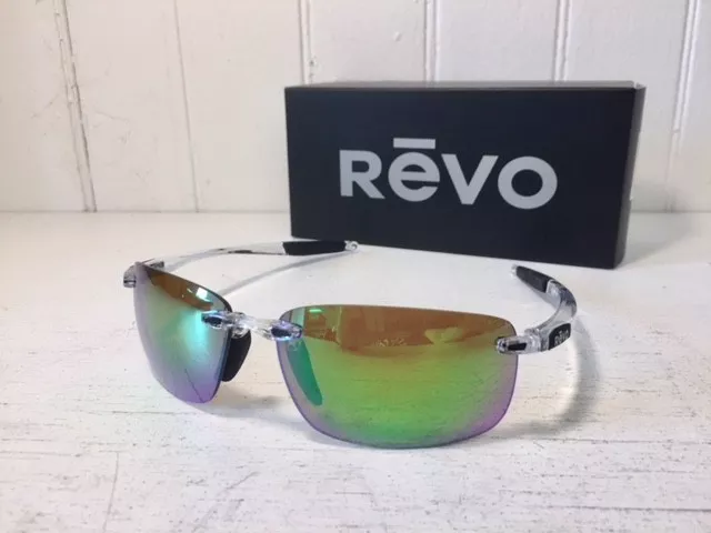 REVO RE4059 09 GN DESCEND N Crystal w/ Green Water POLARIZED Lenses Suns $219