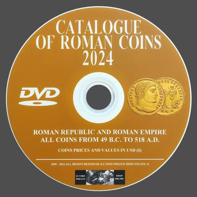 Catálogo De Monedas Romanas 2024 En Dvd -Con Precios -Idioma En Inglés -Original