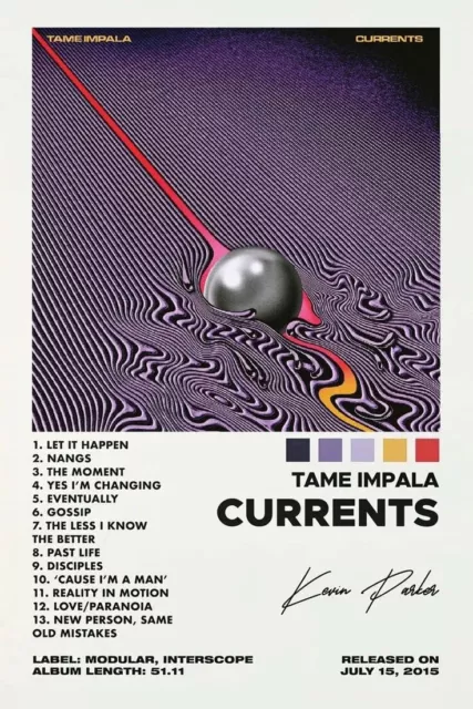 Tame Impala Currents Signed A3 Print Poster Wall Art Album CD.