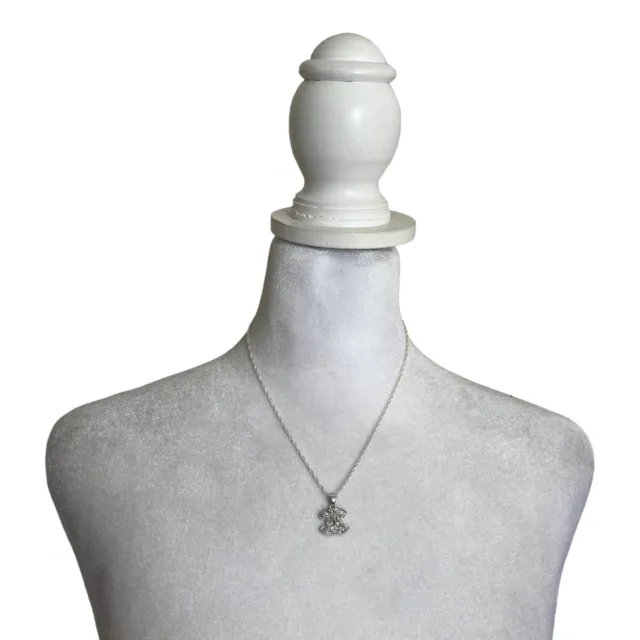 CHANEL REPURPOSED RHINESTONE Logo Charm Necklace Pendant 925 Sterling Silver  $138.00 - PicClick