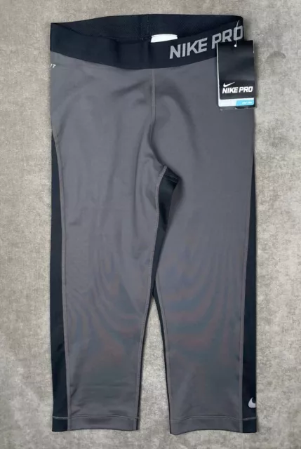Nike PRO Dri-Fit Training Grey Black Tight Pants Women's Size S NWT 589366-233