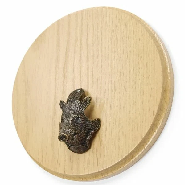 Placa de Jabalí Redondo Roble Claro Af 17 CM Con Cabeza Decoración Klein Portada