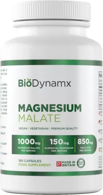 BioDynamx Magnesium Malate | 180 1000mg Magnesium Malate Capsules