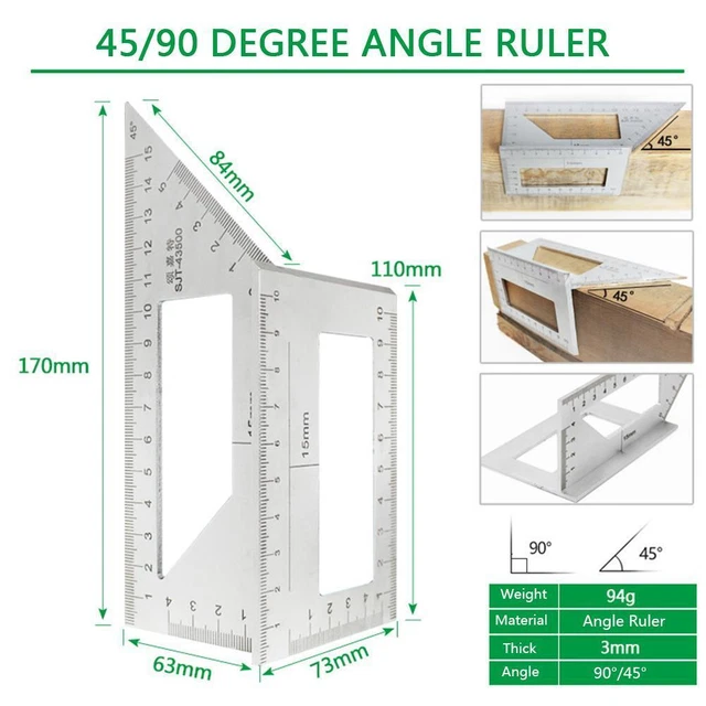 1PC MULTIFUNCTIONAL SQUARE 45/90 Degree Gauge Angle Supply Measuring ...